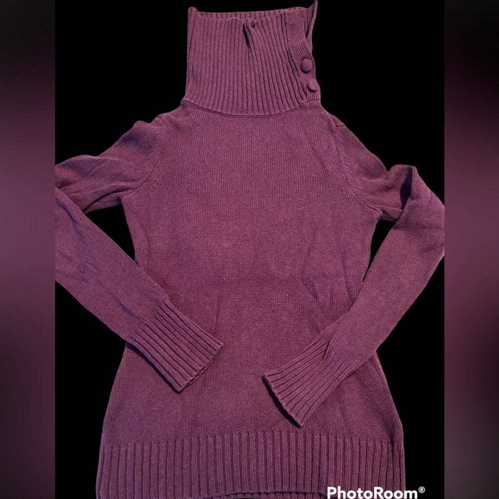 Banana Republic Purple cowl neck sweater with buttons